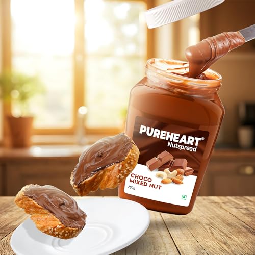 Image of Pureheart Nut Spread Choco Mixed Nut (200 gm) Nutty Chocolate Spread for Breakfast, Delicious, Smooth & Creamy Snack