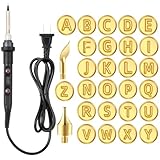 Copper Letter Stamps DIY Wood Burning Carving Set, Adjustable Temperature Soldering Iron, 26 Letters, Embossing Pyrography