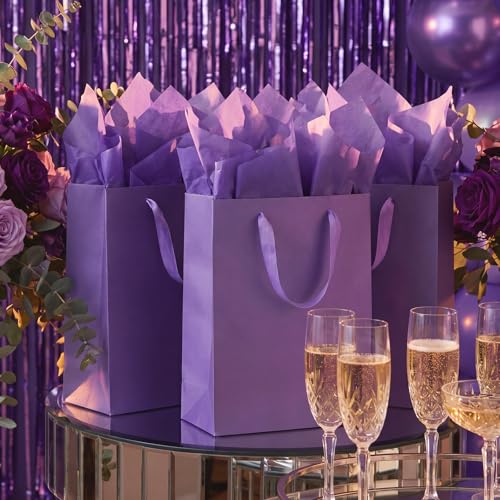 Image of woric 160 Sheets Purple Tissue Paper for Gift Bags, 14 x 20 Inch Gift Wrapping Tissue Paper Bulk for DIY Arts Crafts Wedding Birthday Decorations