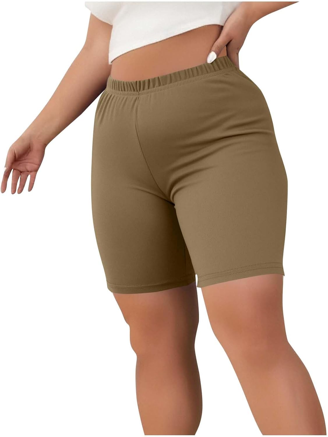 HGps8w 3-Pack Women's Plus Size Yoga Shorts Elastic Waist Casual Summer Pajams Bottoms Stretchy Comfy Short Leggings