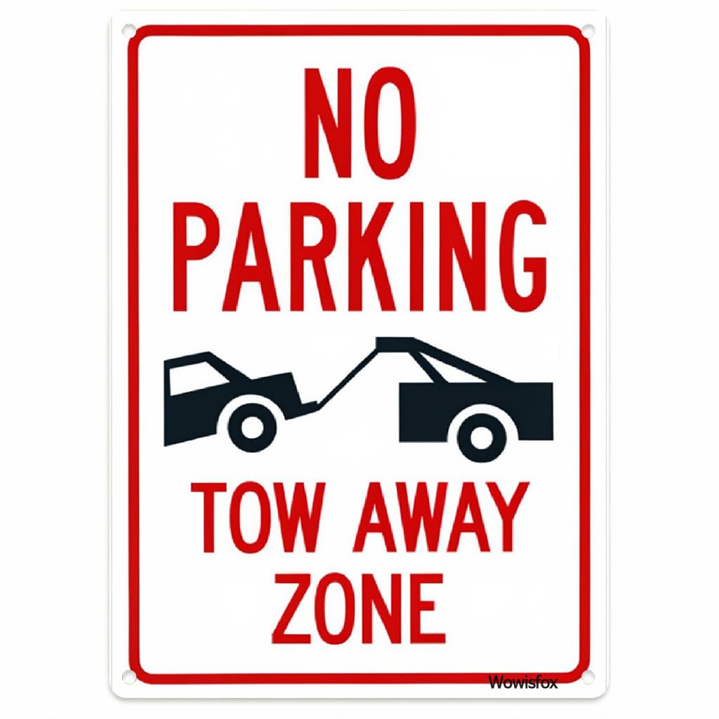 No Parking Tow Away Zone Sign, 8 x 12 Inch Aluminum with Mounting Holes