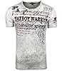 Baxboy Men's Washed Vintage Used Look Crew Neck T-Shirt Short Sleeve Shirt Slim Fit Design Fashion B-118, White, XL #1