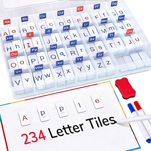 Classroom Magnetic Letter Tiles for Phonics and Spelling-JoyCat 234 Foam Alphabet Tiles Magnetic Letters with Double-Side Magnet Board and Compartment Storage Case