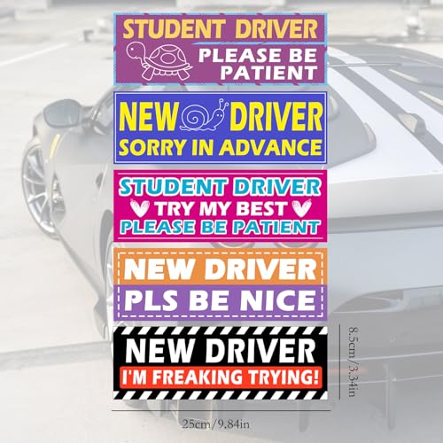 Image of 5Pcs Magnetic Car Stickers, Magnetic New Driver Stickers Removable Novice Driver Accessories Safety Sign Car Student Driver Assistance Tools, Student Driver Magnet for Car Accessories Bumper