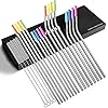 VEHHE 16-pack herbruikbare metalen roestvrijstalen rietjes met siliconen tips reiskoffer – lange rietjes voor 3 oz en…