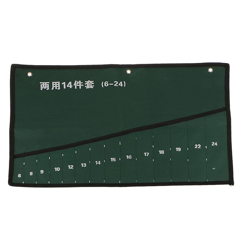 14-Pocket Canvas Spanner Wrench Tool Roll Up Storage Bags Organizer Case-image-33