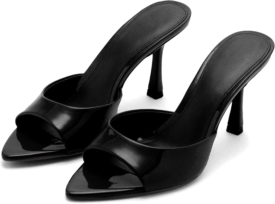 Wnshonzy Heeled Sandals For Women Pointed Open Toe High Heels Black...