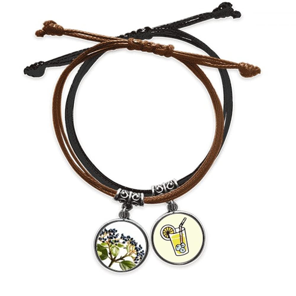Bracelet corde ajustable en cuir avec médaillon plante - 3