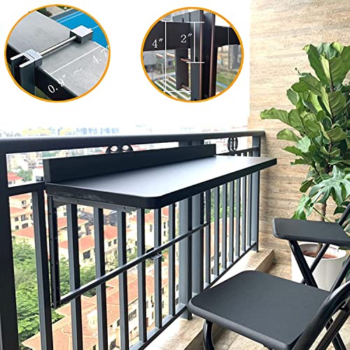 Table de balcon réglable et pliante en bois pour support de balustrade - 4