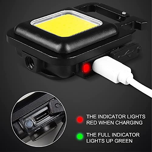 Image of FabSports COB Small Flashlight, 500 Lumens Bright, Rechargeable Battery, Keychain, Portable, Pocket Light with Bracket, Bottle Opener and Magnet Base for Fishing, Walking, Outdoors and Camping