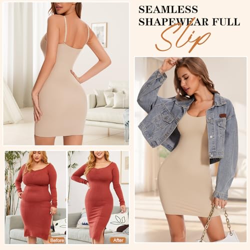 Shapewear Dress Slips for Women Tummy Control Full Slip Body Shaper Seamless Cami Dress for Under Dresses3