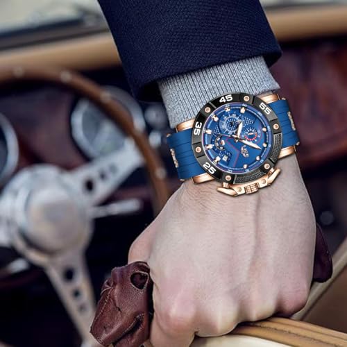 Image of LIGE Unique Mens Wristwatch Fashion Multifunction Chronograph with Calendar Quartz Analog Watch Waterproof Outdoor Sport Watch for Men Casual