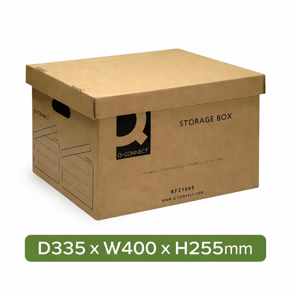 Q-Connect Archive Storage Boxes with Lids, 10 Pack 335x400x250mm