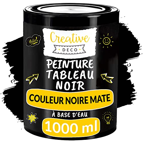 Creative Deco Peinture Ardoise Peinture Tableau Noir | 1000 ml | 10 m² / 1L Efficace | Mate | A Base d’Eau | Non-Toxique | Écriture et Dessin à la Craie