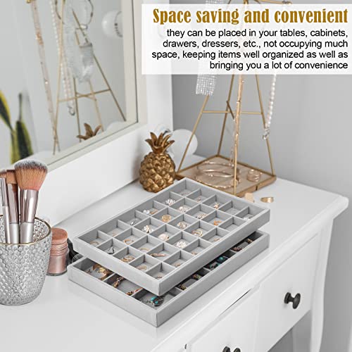 8 Pcs Stackable Velvet Jewelry Tray Organizer 13.8 Inch Large Showcase Jewelry Display Storage Drawer Insert Jewelry Organizer Holder Box With Removable Divider For Ring Earring Necklace Bracelet #TOP6