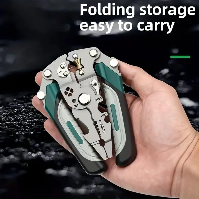 XBEY 9-in-1 Multifunctional Stainless Steel Wire Cutter Foldable Wire Stripper Crimper Cable Cutter Pliers for Cutting Electrical Stripping Tool & Crimping Tool (9-in-1 Multifunctional Wire Strippers) - Image 9 thumbnail