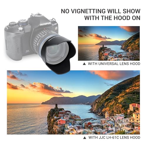 Image of JJC Lens Hood for Olympus 14-150mm, Zuiko 14-42mm &M.Zuiko ED 14-150mm Lens | Replaces Olympus LH-61C Hood, Reversible, Compatible with 58mm Filter /Cap, Reduces Lens Flare, Anti-Scratch, Durable ABS