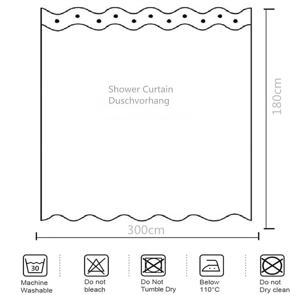 goodbath Extra Wide Shower Curtain,Ocean Beach Sea Waves Blue Sky Waterproof Mould proof Fabric Bathroom Curtains, 300 x 180 cm, Blue White Brown - Image 2