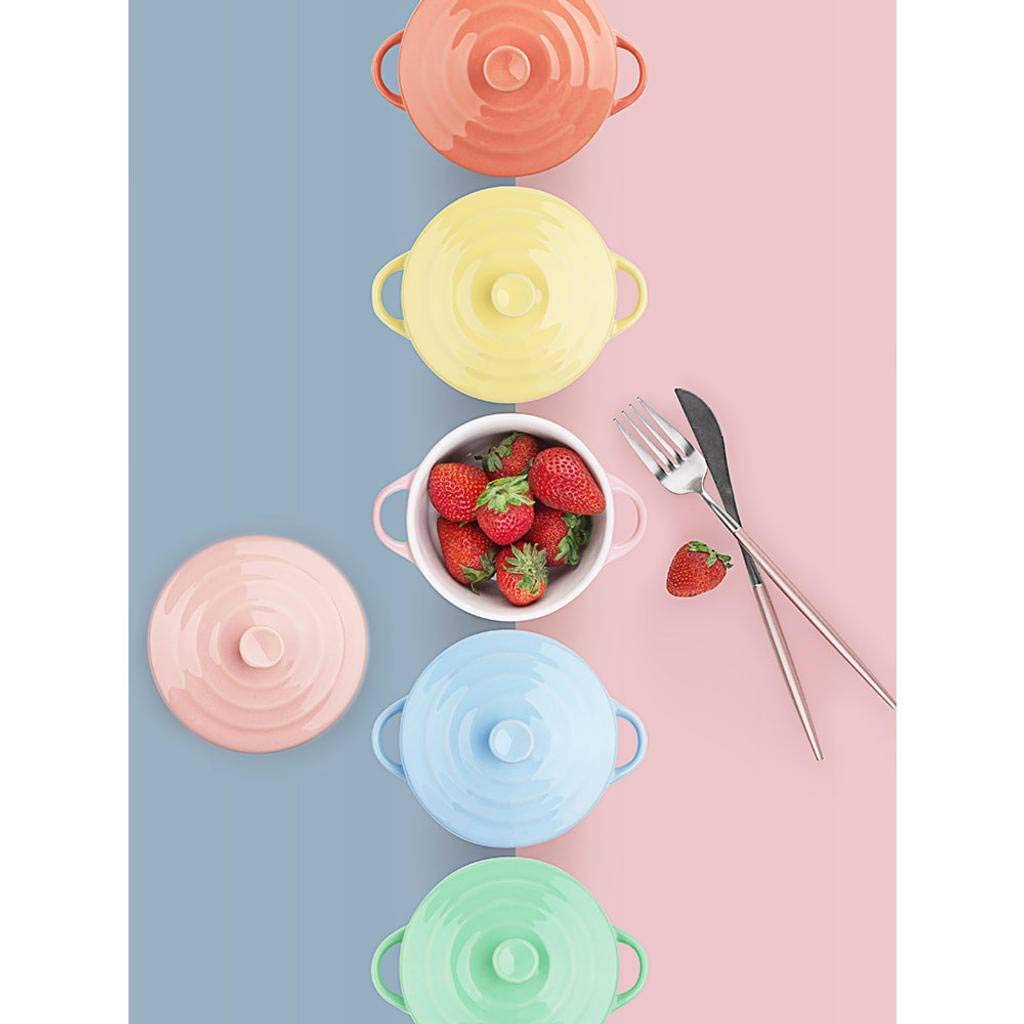 Bol à Soupe Bols avec poignée en céramique avec Membre bébé Oeuf crème pâtissière Oeuf cuit à la Vapeur Porridge Petit déjeuner Salade de fruits-vert-430ML