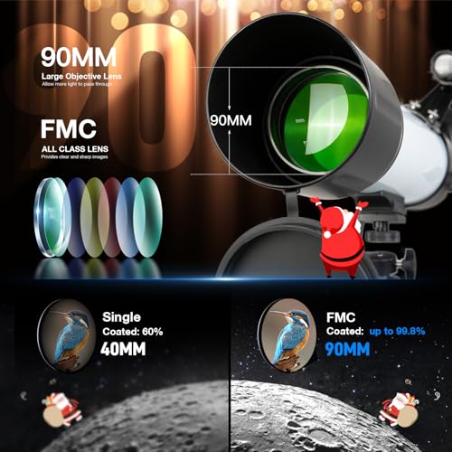Image of Telescopes for Adults High Powered, 700x90mm AZ Astronomical Professional Refractor Telescope for Beginners Astronomy with Advanced Eyepieces, Cool Astronomy for Christmas, White