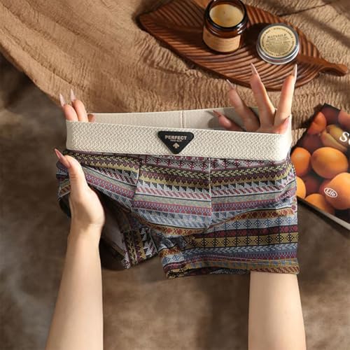 Men's Premium Cotton Boxer Briefs – Retro Pattern, Breathable Mesh Panels, Seamless Waistband, Moisture-Wicking2