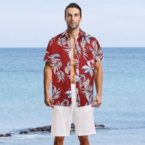 Sumolux Mens Hawaiian Shirts Floral Button Down Tropical Holiday Beach Shirts2