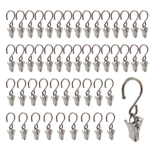 Confezione 90 Anelli Metallici Per Tende Con Clip – Diametro 3,2 Cm, Colore Bronzo, Per Aste Fino A 2,5 Cm - copertina