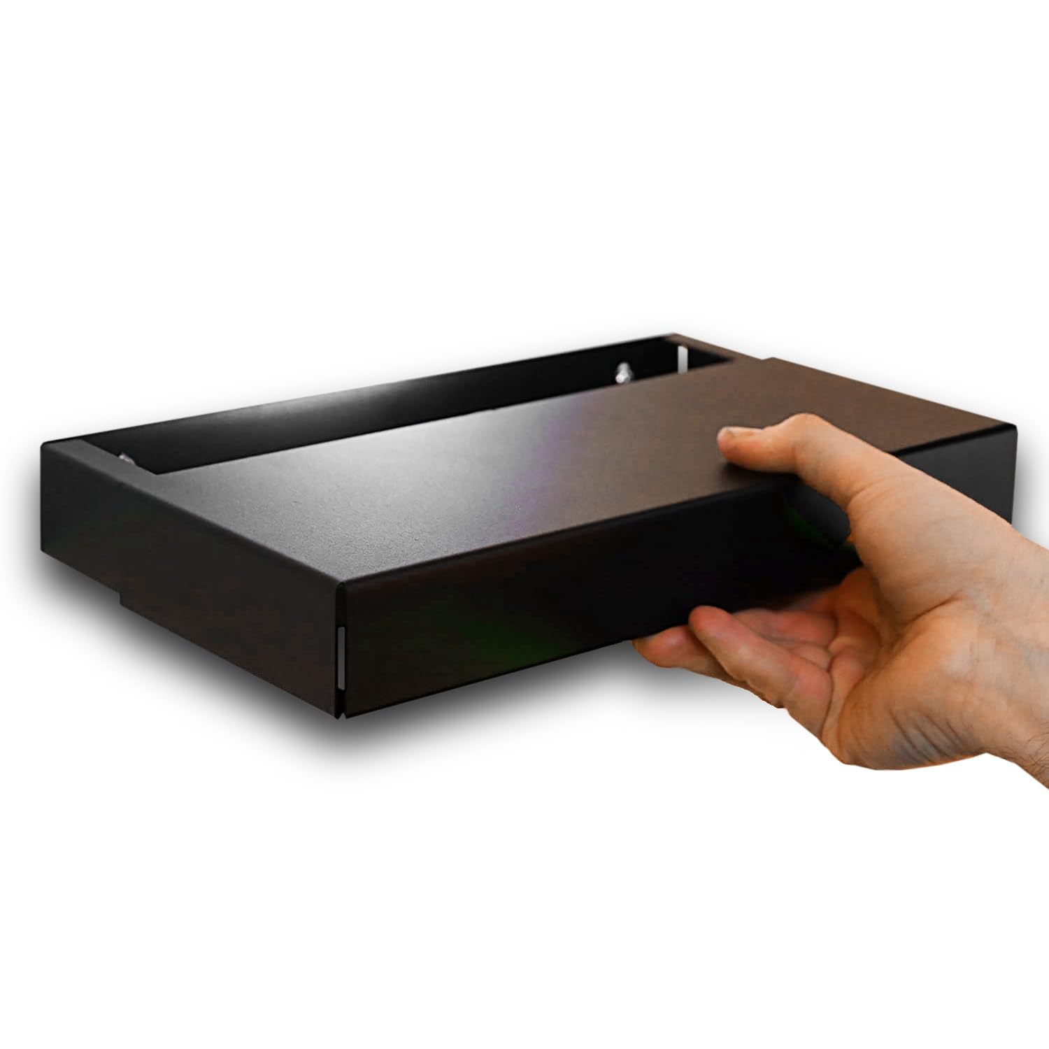 Okunaii Black Wall Mount Floating Secret Hideaway Stash Shelf – Finish – Hidden Storage Compartment For Valuables, Cash, Keys & Documents – Secure Discreet Steel Shelf – Uk Made