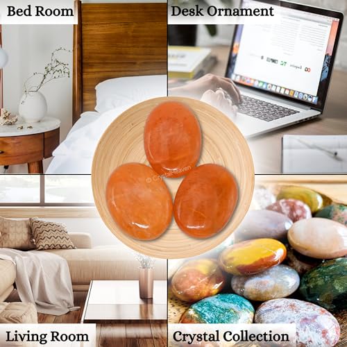 Image of Crystal Heaven Red Aventurine Crystal Palm Pebbles Stones For Anxiety Stress Relief Massage - Aaa Grade Original Healing Gemstone Agate Palm Stone For Yoga Meditation Spiritual Reiki Feng Shui