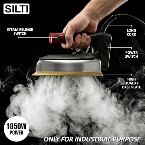 Image of SILTI Gold Electric Professional Steam Iron ST-96 | Iron with Big Gravity Feed Bottle, Teflon Shoe | Large Base,1850W, 220V Heavy Duty Iron for Tailoring & Garment Industrial Use. (8896)