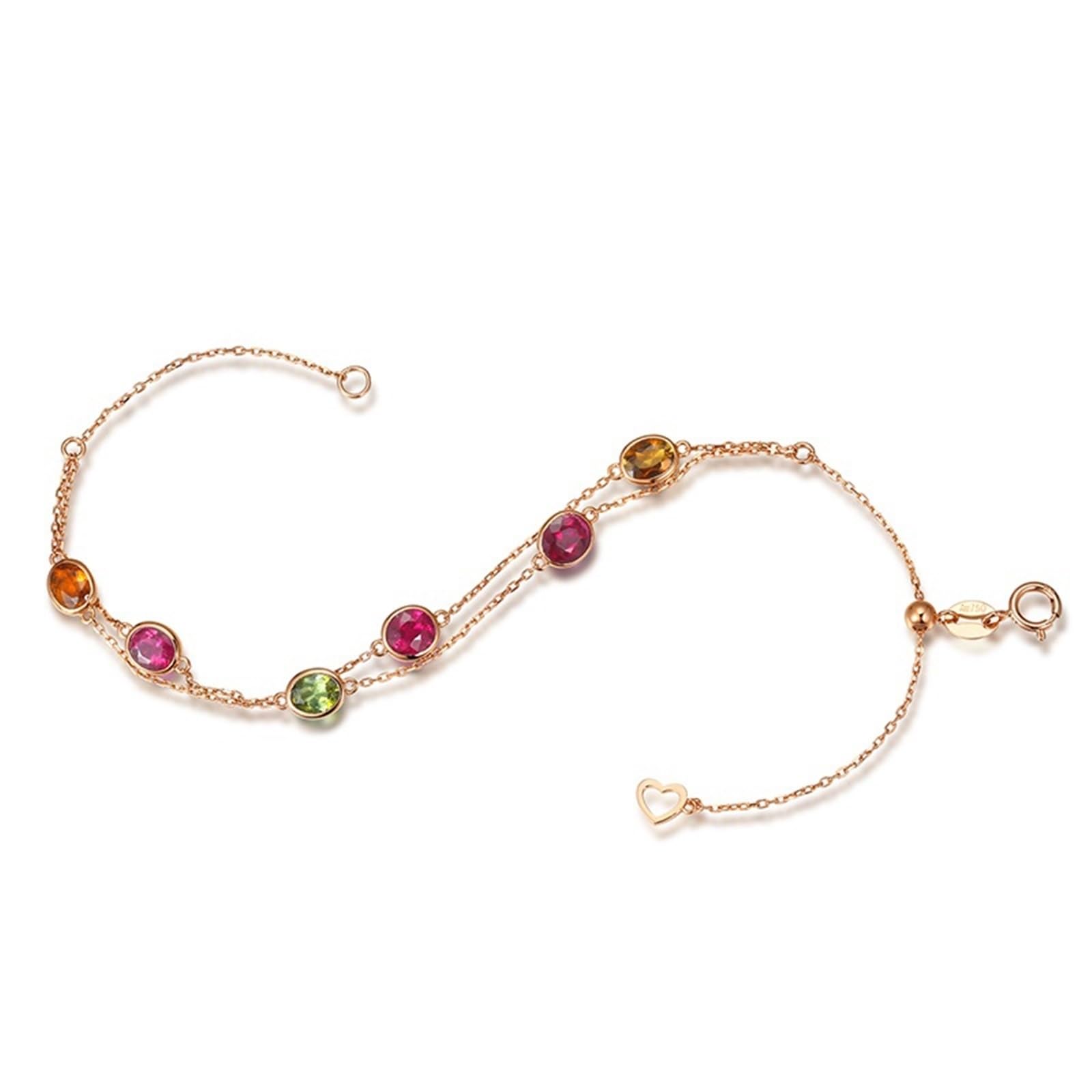 Bracciali Oro Rosa Donna 750/585/375, Bracciale Donna con Tormalina 2ct 16-18 cm Estensione 4 cm, Braccialetti da Sposa Matrimonio