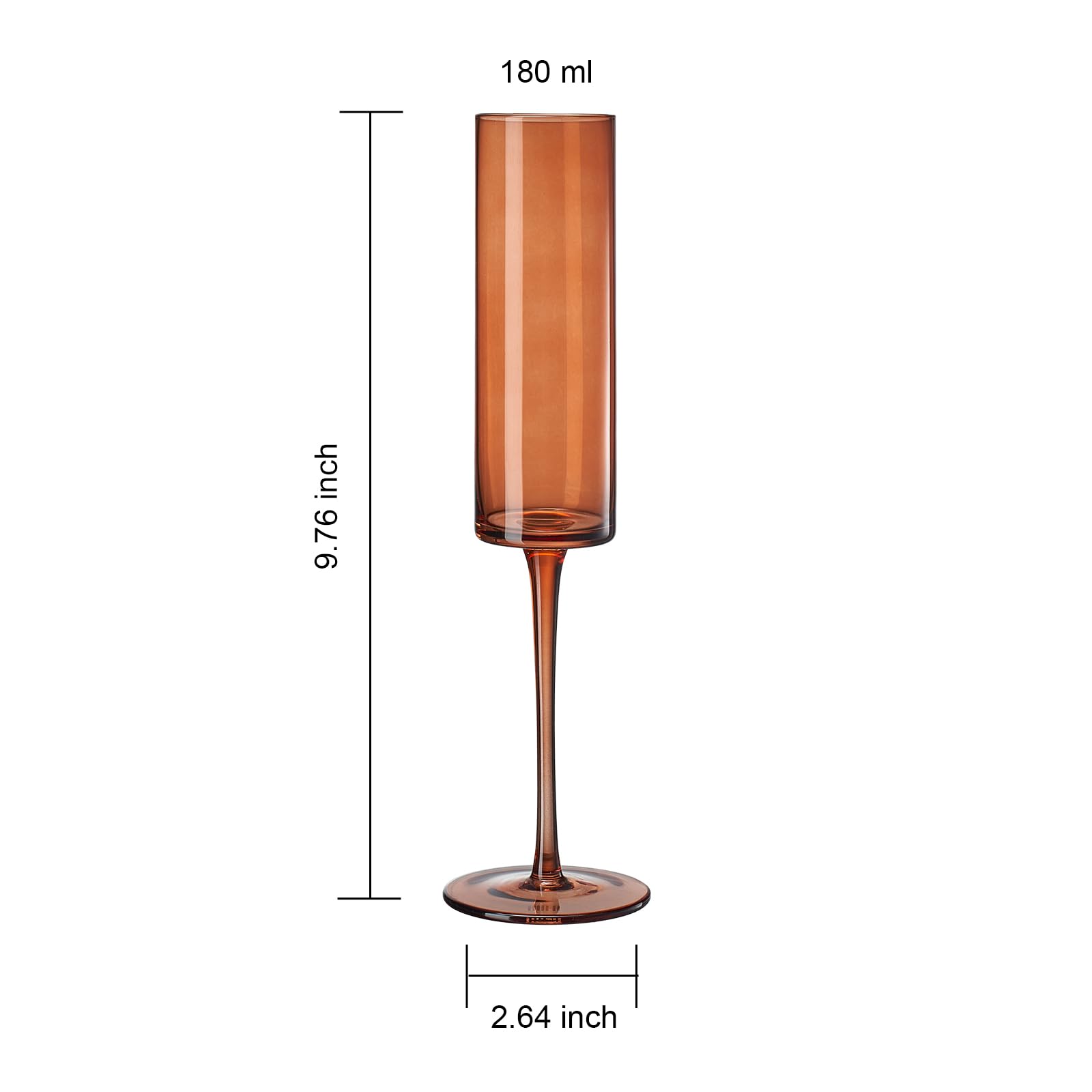 Khen Venus Glasses Luxury Glassware - Set of 6 - Everyday, Winter Gift Her, Mom, Wife, Girlfriend, Special Celebrations Drinkware, Textured Glass, Brown Style Amber Colored -Champagne Flute 6oz: Champagne Flutes