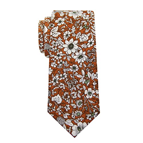 Image of Mantieqingway Floral Ties for Men Skinny Cotton Tie Flower Necktie