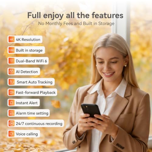 Image of 4K UHD Indoor Camera, 128G Built-in Storage No Subscription,Pet Camera Indoor with Phone App,Work as Baby Monitor /Cat /Dog Camera,360Pan&Tilt,Two-Way Talk,Privacy Mode,AI Tracking /Detection