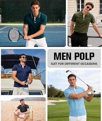 Image of ZITY Men Polo Shirts Short Sleeve with Pocket Golf Polo Wicking Shirts for Men Casual Collared T-Shirts