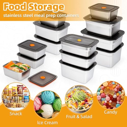 Image of BYKITCHEN SUS 316 Stainless Steel Fridge Storage Containers Leak Proof-Airtight Lids,Kitchen Food Leftover Storage Microwave Safe Reusable Metal Boxes,Dishwasher Safe for Snacks,Fruits (4-PC 1500 Ml)