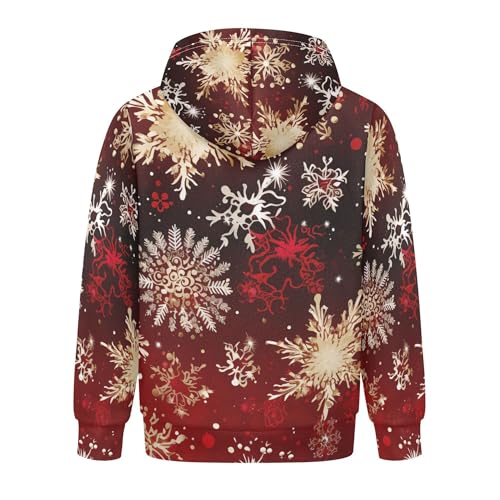 Kids Hoodies Sweaters Christmas Xmas Snowflake Hooded Sweatshirts with Big Pockets for Boys Girls B04003742