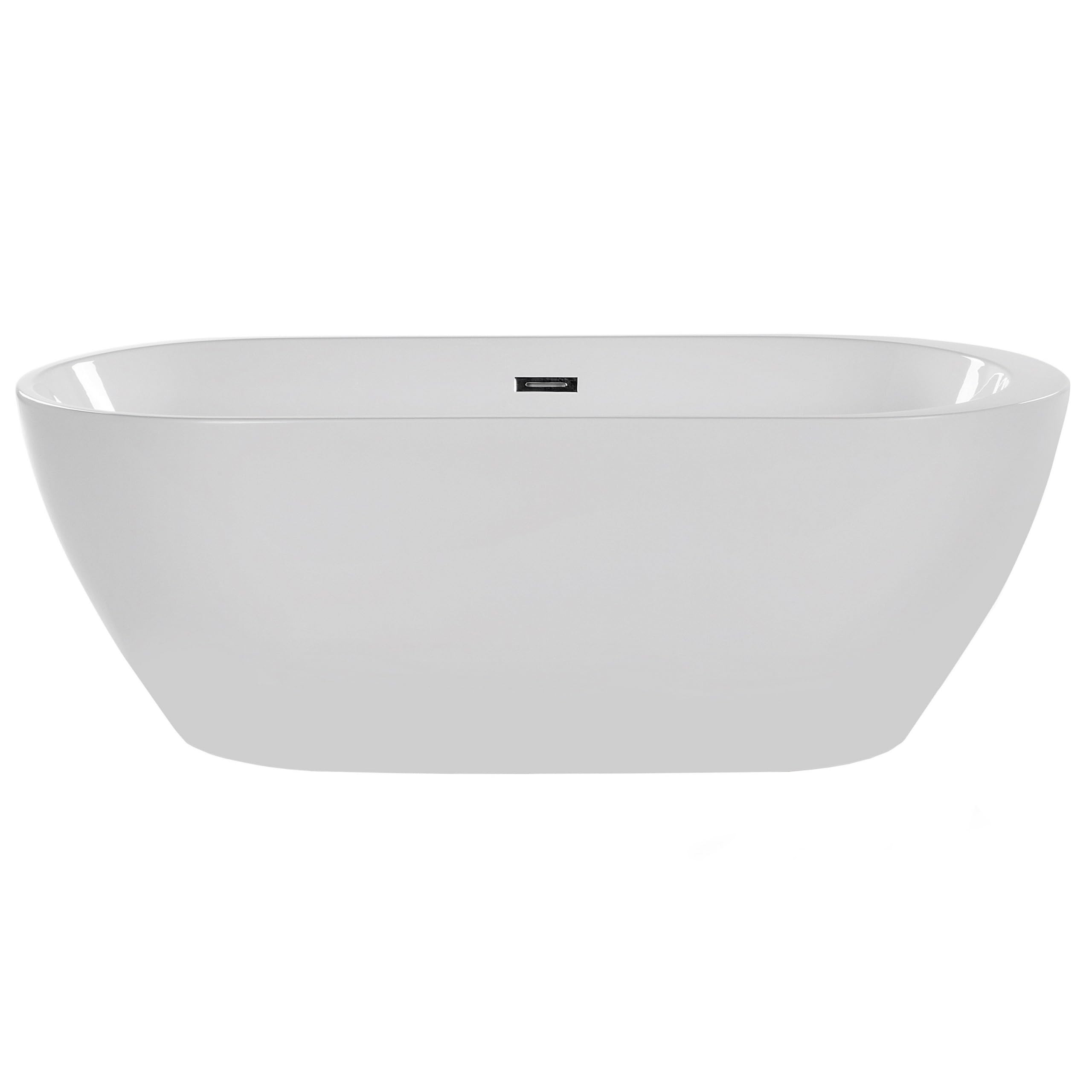 Baignoire Moderne Autoportante Ovale en Acrylique avec Système Trop-Plein 160 x 75 cm Blanche Nevis