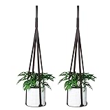 Sdjdhej Plant Hangers PU Leather 2Pcs Hanging Planters for Indoor and Outdoor for Wall Decor, Modern Minimalist Home Decoration for Plants Lovers Leather Rope (Plant and Pot Not Included) (Coffee)