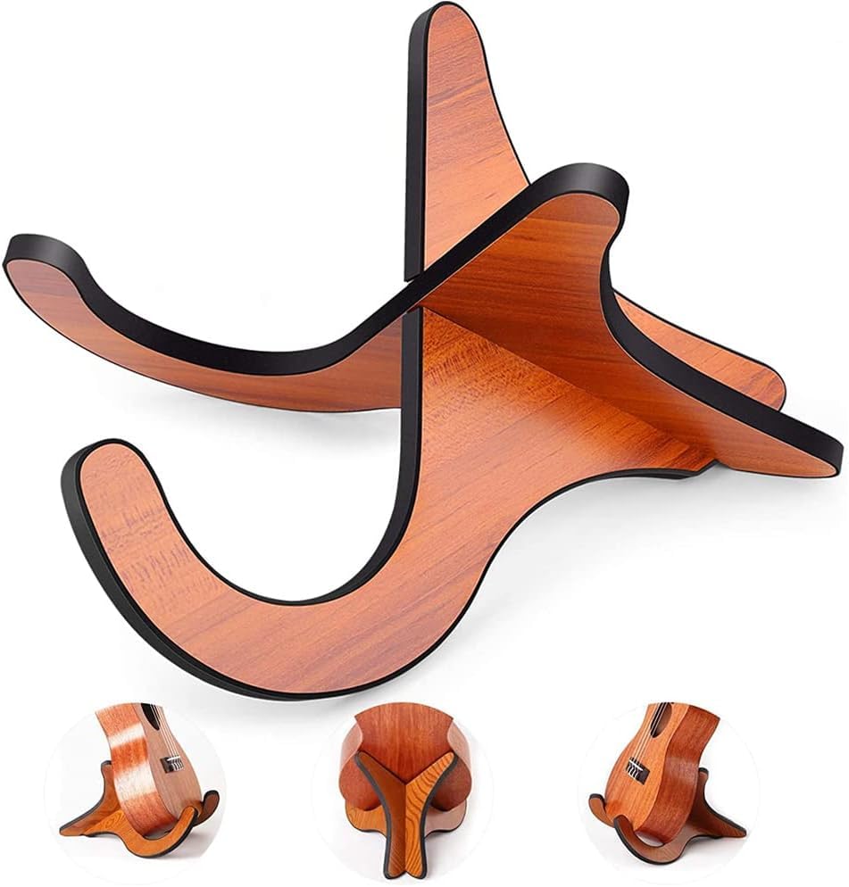 Windfromort Holz Ukulele Ständer - Ukulele Ständer, Holzmaterial, stabil und rutschfest, faltbares Design, geeignet für Ukulelen und andere Saiteninstrumente (Naturholz)