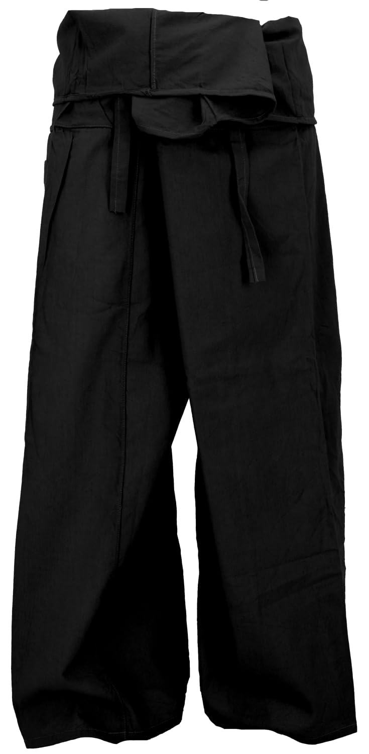 Guru-Shop Pantalones tailandeses de algodón, pantalones de yoga con bolsillo, para hombre y mujer, color rosa, talla única, pantalones de pescador y pantalones de yoga, ropa alternativa