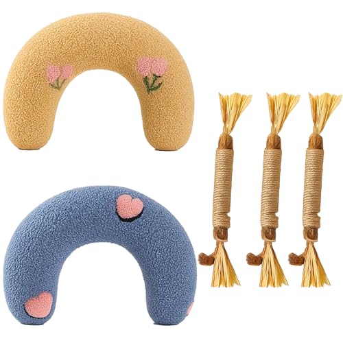 KRYMXAR Katzenminze Kissen, 5er Set Katzenspielzeug Mit Baldrian Kissen Für Katzen Und Hundekopfkissen, Kuscheltier Für Katzen Und Katzenkissen Minze KRYMXAR Katzenminze Kissen, 5er Set Katzenspielzeug Mit Baldrian Kissen Für Katzen Und Hundekopfkissen, Kuscheltier Für Katzen Und Katzenkissen Minze