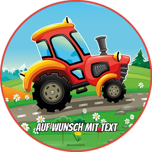 Tortenaufleger Geburtstag Tortenbild Zuckerbild Oblate Motiv: Kleiner roter Traktor (Zuckerpapier) Cover