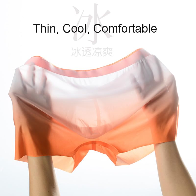 Mens underwear boxer briefs pack with pouch ice silk for man bugle convex sexy Breathable seamless panties Green 2-packs2