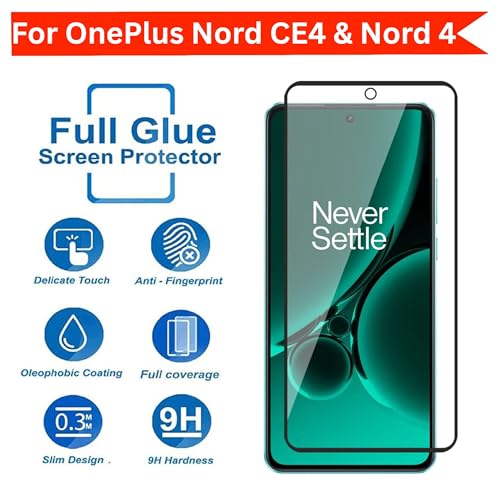 Image of DARKFIT Tempered Glass Premium Screen Protector Compatible for OnePlus Nord CE4 & Nord 4 | Edge to Edge with Easy Installation Kit | Scratch Resistance | HD Clear Glass (Black Border) | Pack of 1