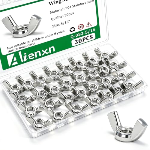 Image of 30PCS 5 /16 inch-18 Wing Nuts, 304 Stainless Steel Parts Butterfly Wing Nut, Wingnuts Fasteners