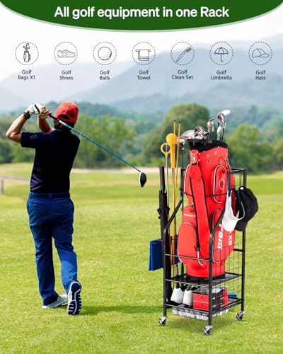 Miniatura 6 de Fhxzh Estante De Almacenamiento Para Bolsas De Golf Y Accesorios - Organizador De Equipo De Golf Para Garaje