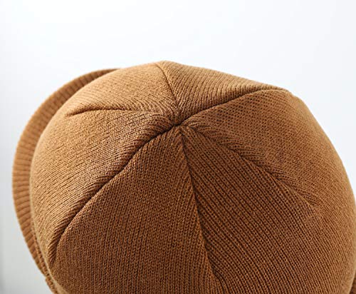 Image of Home Prefer Men's Winter Beanie Hat with Brim Warm Double Knit Cuff Beanie Cap Watch Radar Hat