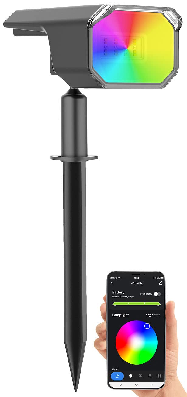 Luminea Home Control Solar Lights Ground Spike: Smart Solar Spot