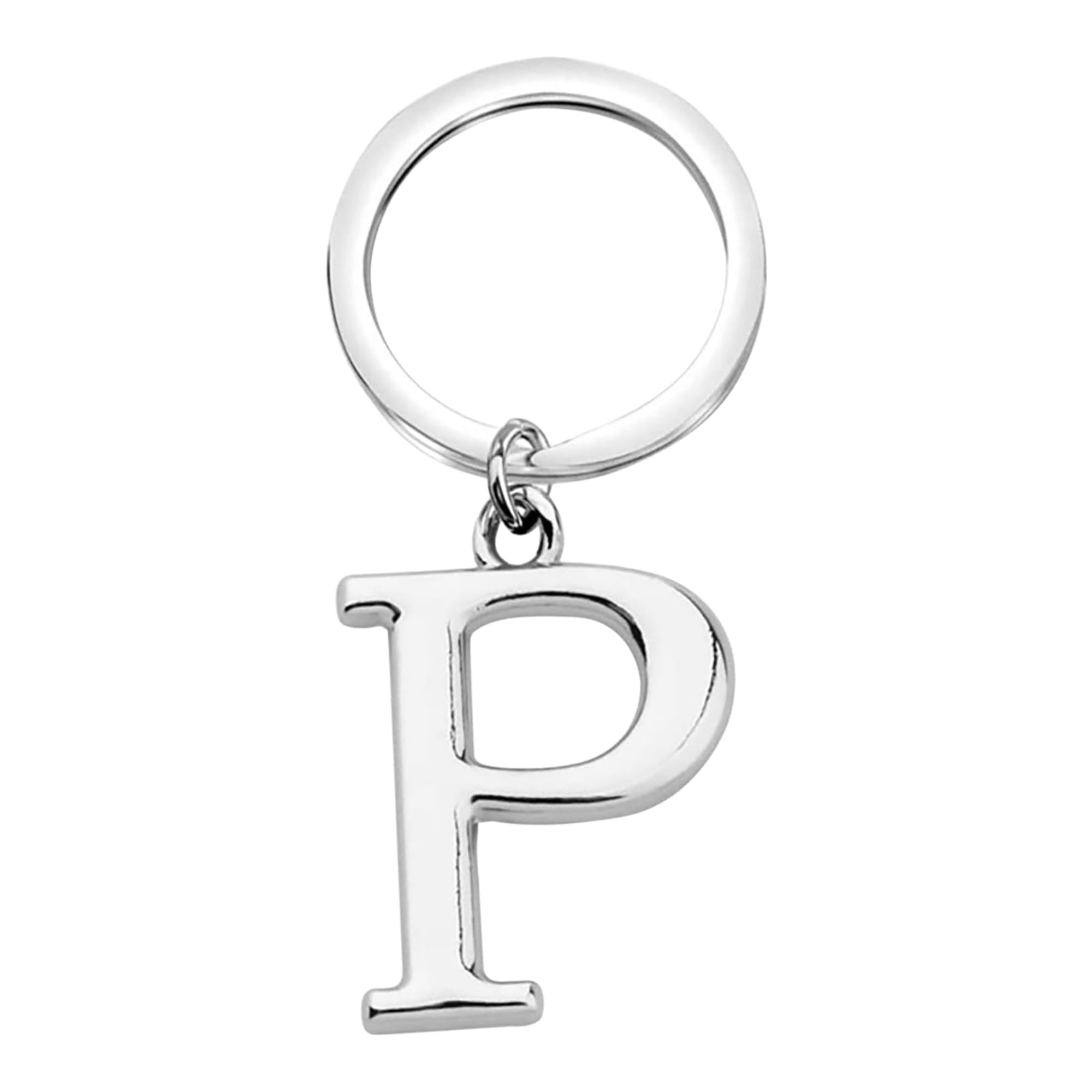 Rohans Keyring Letter - Initial Alphabet Key Ring Charm Silver and Gold (Silver, P)